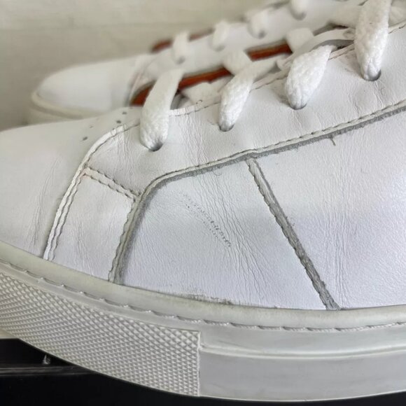 Greats Brooklyn Fuku Low White Orange Leather Sneakers Lace up Men's Size 10 US - Picture 10 of 12